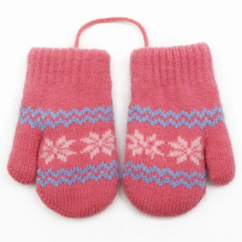 Warmom 0-2Y Χαριτωμένα παιδικά γάντια Παιδικά Χειμερινά πλεκτά γάντια για αγόρια Κοριτσάκι Μικρή νιφάδα χιονιού Μαλλί αλπακά Μαλακό ζεστό μωρό γάντι