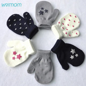 Warmom Bebeluși Băieți Fete Love Heart Mănuși tricotate pentru nou-născut Stare de desene animate Îngroșare Mănuși calde pentru copii mici Mănuși calde Accesorii de iarnă