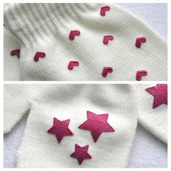 Warmom Baby Boys Girls Love Heart Плетени ръкавици Newborn Cartoon Star Thicken Warm Gloves Топли ръкавици за малки деца Зимни аксесоари