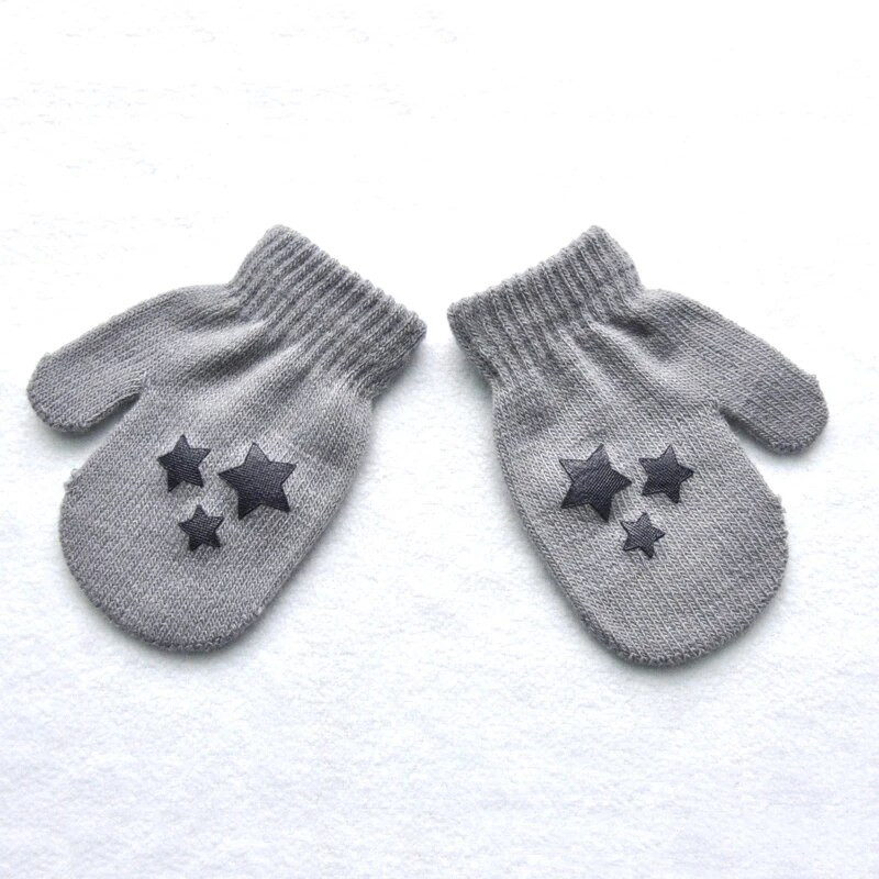 Šilta mama, berniukai, mergaitė, myli širdelę, megztos pirštinės Naujagimio animacinio filmo žvaigždė storos šiltos pirštinės Mažylio šiltos pirštinės žieminiai aksesuarai