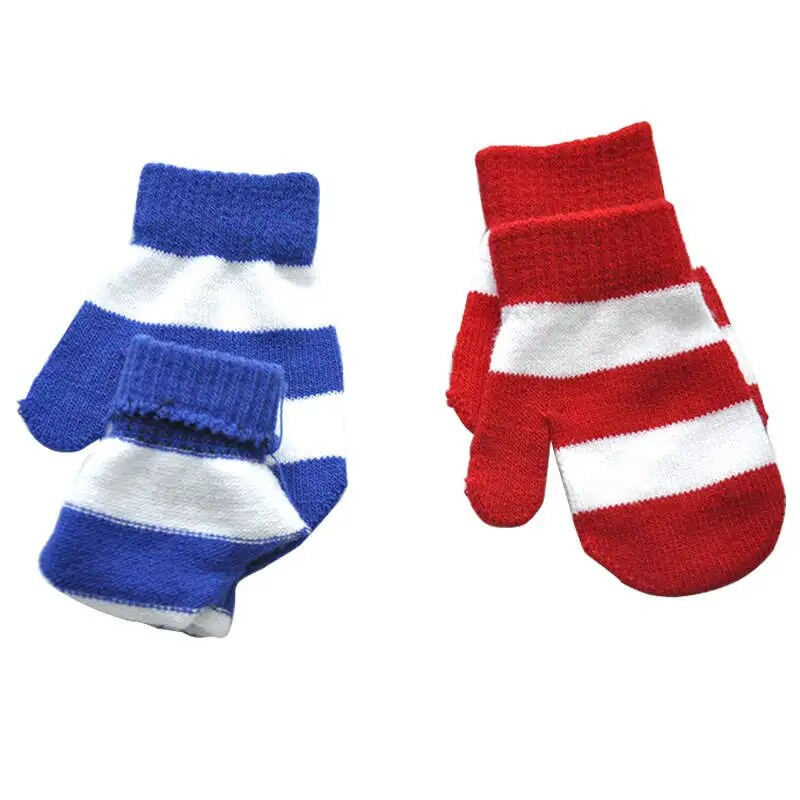 Warmom Imiku väikelapse talvised soojad kootud villased kindad 1-5 a. Triibulised lastekindad poistele Tüdrukutele Vastsündinud beebikindad