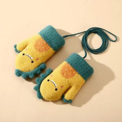 Animacinis filmukas Dinozaurų Kūdikių Pirštinės Šiltos Rudens Žiema Vaikai Mergaitės Berniukas Pirštinės Megztos Storos Lauke Vaikų Pirštinės mažyliams