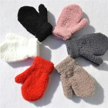 Warmom Плюшени дебели топли бебешки ръкавици Зимни плюс кадифени ръкавици Детски детски коралови поларени ръкавици с цял пръст за 1-4 години Детски ръкавици