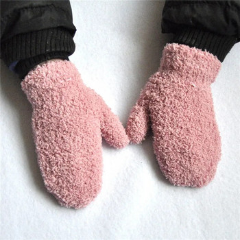 Warmom Плюшени дебели топли бебешки ръкавици Зимни плюс кадифени ръкавици Детски детски коралови поларени ръкавици с цял пръст за 1-4 години Детски ръкавици