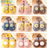 Warmom ružičaste plišane dječje rukavice u obliku suncokreta Thicken Božićni darovi za djecu Rukavice za bebe Lijepe slatke dječje rukavice za 0-4 godine