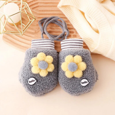 Warmom ružičaste plišane dječje rukavice u obliku suncokreta Thicken Božićni darovi za djecu Rukavice za bebe Lijepe slatke dječje rukavice za 0-4 godine