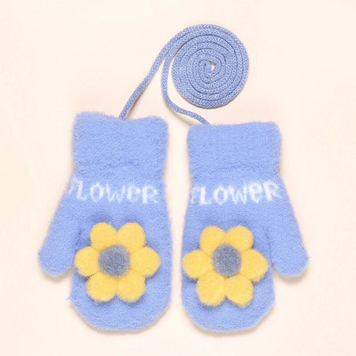 Dječje rukavice Warmom sa žutim ružičastim cvjetićima i dvoslojne debele baršunaste rukavice s užetom za pun prst Tople rukavice za bebe, dječje rukavice