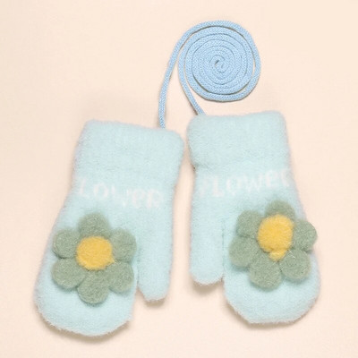 Dječje rukavice Warmom sa žutim ružičastim cvjetićima i dvoslojne debele baršunaste rukavice s užetom za pun prst Tople rukavice za bebe, dječje rukavice