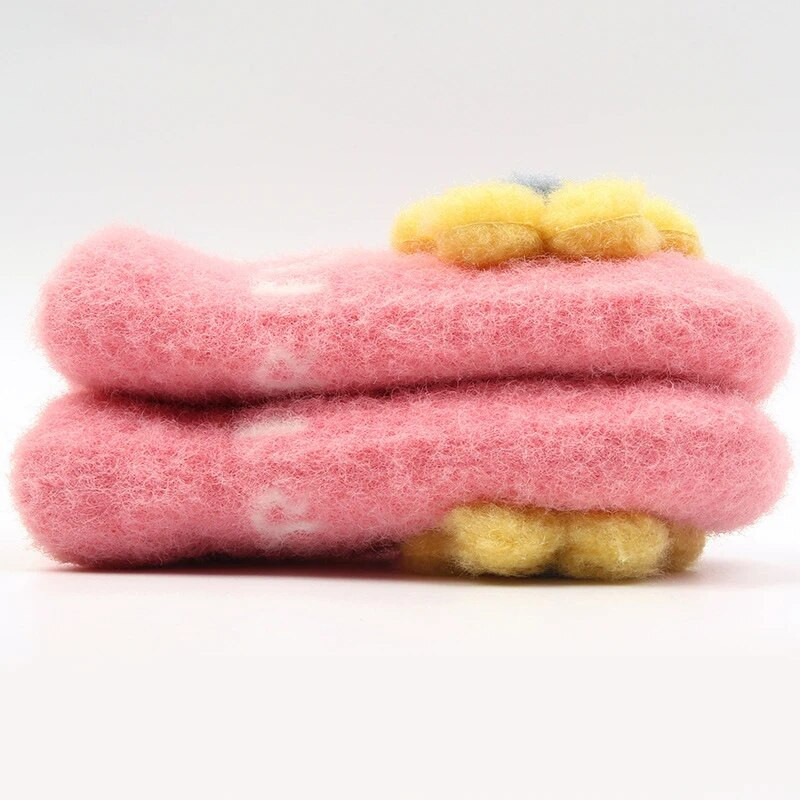 Dječje rukavice Warmom sa žutim ružičastim cvjetićima i dvoslojne debele baršunaste rukavice s užetom za pun prst Tople rukavice za bebe, dječje rukavice