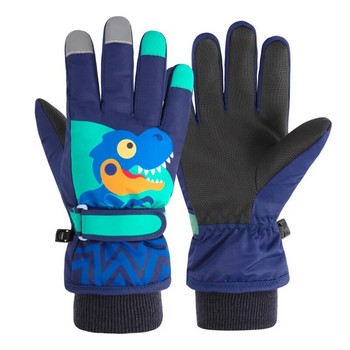 Детски ски ръкавици Детски ветроустойчиви ръкавици плюс кадифени ръкавици Зимни топли дебели ръкавици за сноуборд Снежни ръкавици Каране на ски Момчешка ръкавица