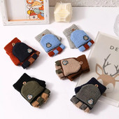 7-15 ετών Χειμώνας Παιδικά Ζεστά Γάντια Παιδικά Πλεκτά Stretch Γάντια Αγόρι Κοριτσάκι Συνονθύλευμα Ελαστικό μισό δάχτυλο Παιδικά Γάντια Στριφογυρίσματος