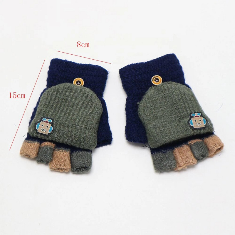 7-15 ετών Χειμώνας Παιδικά Ζεστά Γάντια Παιδικά Πλεκτά Stretch Γάντια Αγόρι Κοριτσάκι Συνονθύλευμα Ελαστικό μισό δάχτυλο Παιδικά Γάντια Στριφογυρίσματος