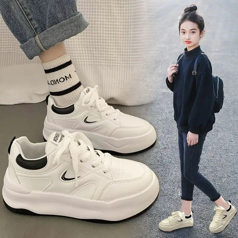 Κοριτσίστικα Παπούτσια Άνοιξη και Φθινόπωρο Νέα Παιδικά Αθλητικά Παπούτσια Μεσαίων και Μεγάλων Παιδικών Casual Λευκά Παπούτσια με απαλό κάτω μέρος Παλιά Παπούτσια για κορίτσια