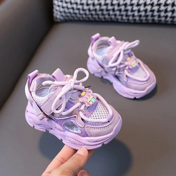 Летни маратонки за деца Мрежести дишащи момчета Момичета Спортни обувки Корейски стил Сладко мече Детски външни обувки Обувки за малки деца