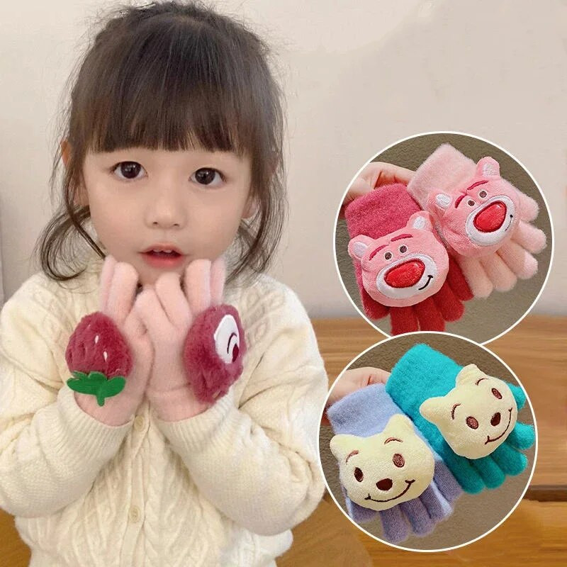 Mielos kumštinės pirštinės vaikams Vaikams Žiemos mažiems vaikams Megztos pirštinės storos šiltos virvinės pirštinės 2-8 metų berniukui mergaitei kūdikiui pirštinės 유아 장갑