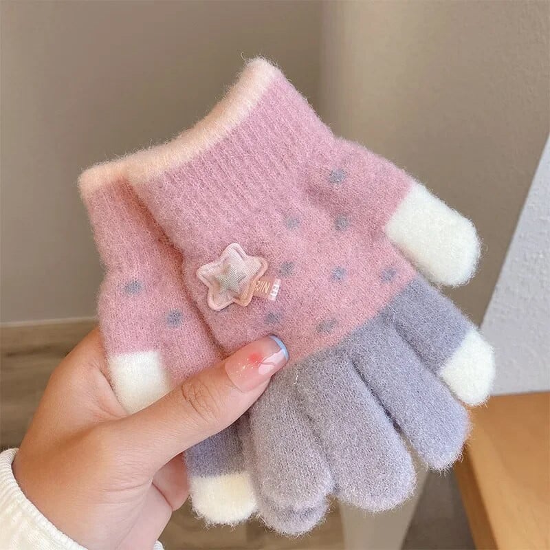 Žieminės pirštinės mergaičių kumštinės pirštinės vaikams pilnas pirštas Mielas animacinis filmas vaikams Pirštinės storos šiltos minkštos kūdikių berniukų mergaičių pirštinės 아이장갑