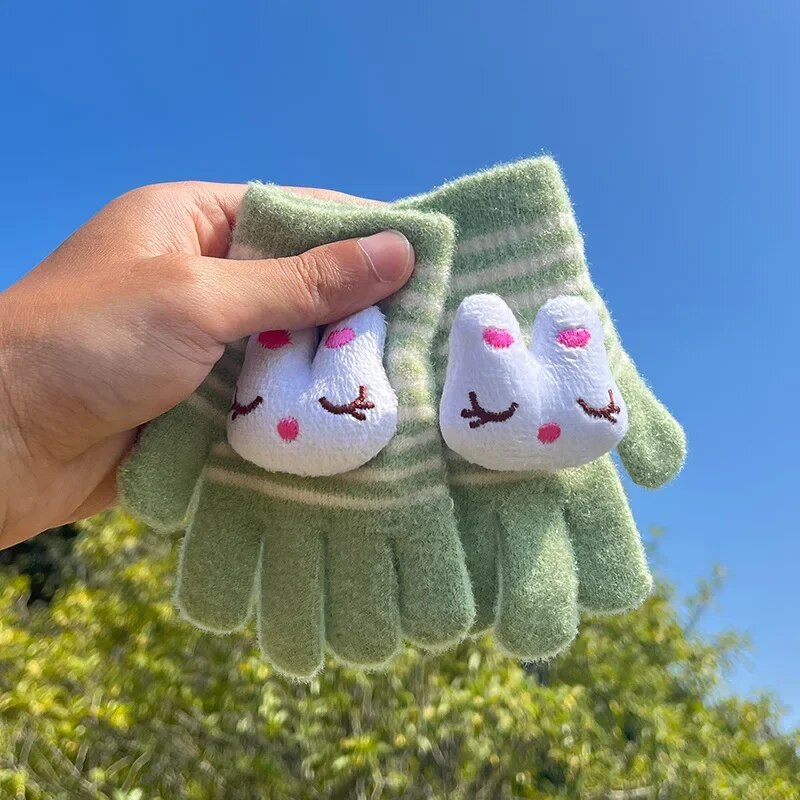 Žieminės pirštinės mergaičių kumštinės pirštinės vaikams pilnas pirštas Mielas animacinis filmas vaikams Pirštinės storos šiltos minkštos kūdikių berniukų mergaičių pirštinės 아이장갑