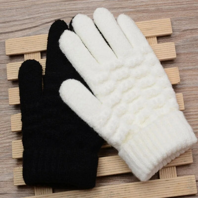 Új divat Gyerekek Vastag kötött kesztyűk Meleg tél Gyermekek Stretch kesztyűk Fiú Lány Csecsemő Szilárd Guantes Hasított ujjú kesztyűk