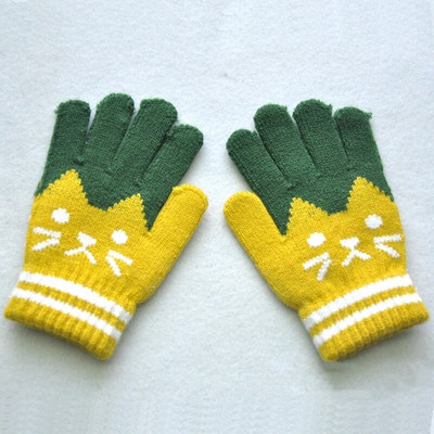 Χαριτωμένα Παιδικά 6-11Y Πυκνωμένα Ζεστά Γάντια για Μαθητές Χειμερινά Νέα Πλεκτά Γάντια Γάτας Πλεκτά Γάντια Ποδηλασίας Σκι