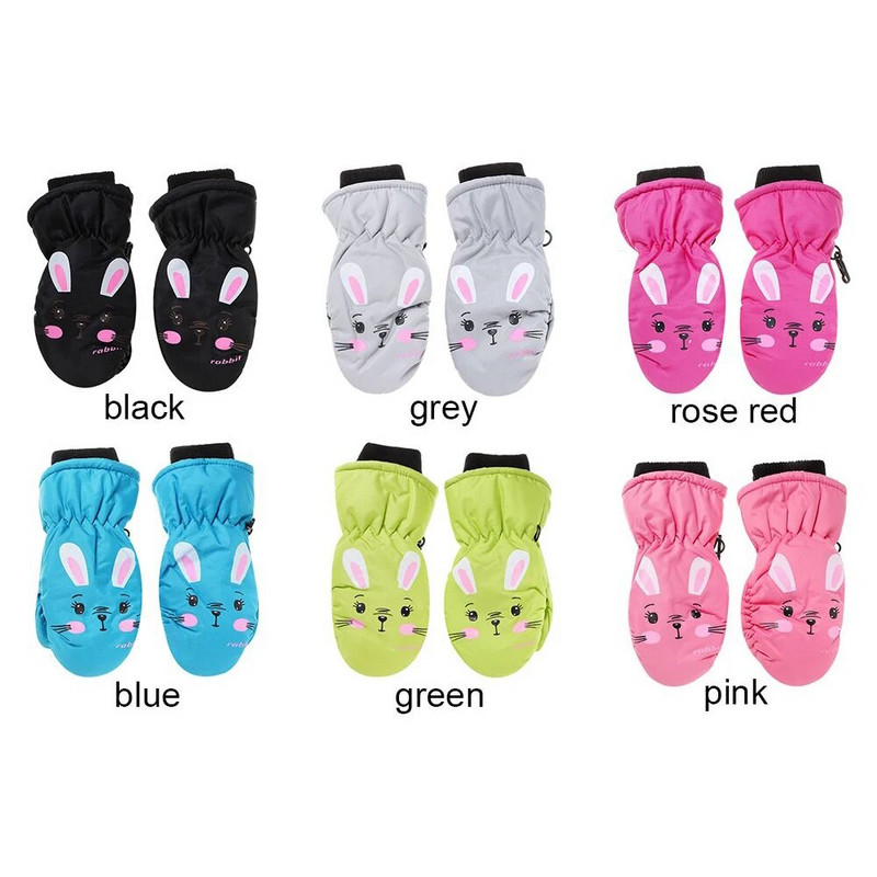 Παιδικά γάντια χειμερινού σκι Χαριτωμένα κινούμενα σχέδια κουνέλι ζεστά γάντια αντιολισθητικά αδιάβροχα αντιανεμικά αθλητικά γάντια εξωτερικού χώρου για παιδιά