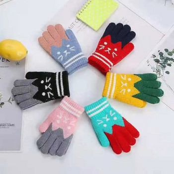 2022 Нови детски ръкавици Зимни плетени вълнени ръкавици с цели пръсти Анимационни детски ръкавици 3-16 г. Момчета Момичета Ръкавици варежки детские