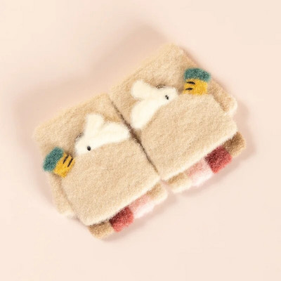 Παιδικά γάντια Warmom για το χειμώνα 1-3 ετών Βρεφικό παιδικό πλεκτό κέντημα κινουμένων σχεδίων Χαριτωμένα γάντια με μισό δάχτυλο από αχιβάδα