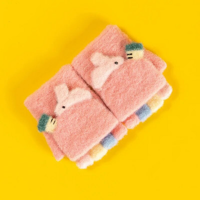 Παιδικά γάντια Warmom για το χειμώνα 1-3 ετών Βρεφικό παιδικό πλεκτό κέντημα κινουμένων σχεδίων Χαριτωμένα γάντια με μισό δάχτυλο από αχιβάδα