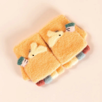 Παιδικά γάντια Warmom για το χειμώνα 1-3 ετών Βρεφικό παιδικό πλεκτό κέντημα κινουμένων σχεδίων Χαριτωμένα γάντια με μισό δάχτυλο από αχιβάδα