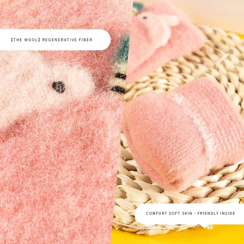 Παιδικά γάντια Warmom για το χειμώνα 1-3 ετών Βρεφικό παιδικό πλεκτό κέντημα κινουμένων σχεδίων Χαριτωμένα γάντια με μισό δάχτυλο από αχιβάδα