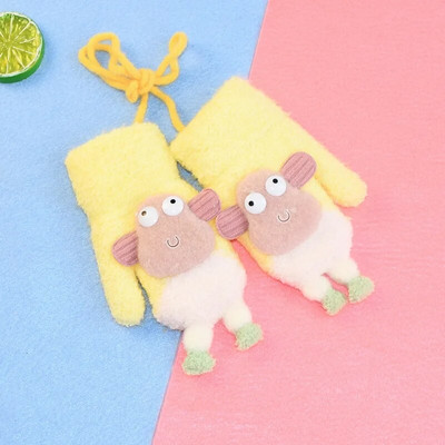 Παιδικά γάντια Warmom Χειμωνιάτικα ζεστά κινούμενα σχέδια Χαριτωμένο αρνί σε σχήμα κρεμαστό λαιμό γάντια βελούδινα γάντια Χριστουγεννιάτικα δώρα για παιδιά βρέφος