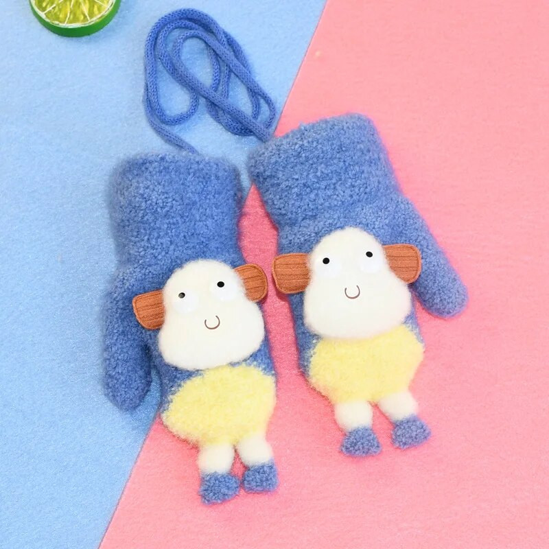 Παιδικά γάντια Warmom Χειμωνιάτικα ζεστά κινούμενα σχέδια Χαριτωμένο αρνί σε σχήμα κρεμαστό λαιμό γάντια βελούδινα γάντια Χριστουγεννιάτικα δώρα για παιδιά βρέφος