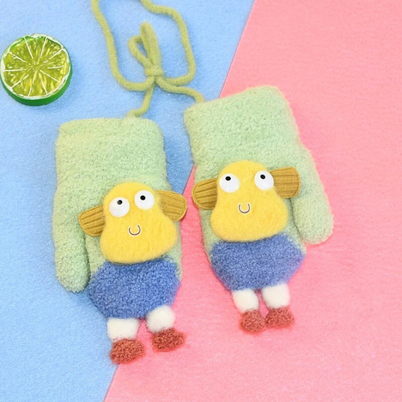 Παιδικά γάντια Warmom Χειμωνιάτικα ζεστά κινούμενα σχέδια Χαριτωμένο αρνί σε σχήμα κρεμαστό λαιμό γάντια βελούδινα γάντια Χριστουγεννιάτικα δώρα για παιδιά βρέφος