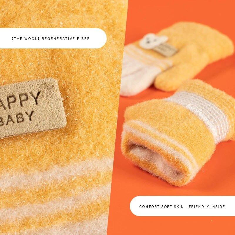 Warmom Παιδικά Χειμερινά Γάντια Παιδικά Πλεκτά Γάντια Χειμώνα Ζεστά Παιδιά Ολόκληρα Δάχτυλα Γάντια Αγόρια Κορίτσια Χαριτωμένα κινούμενα σχέδια Γάντια