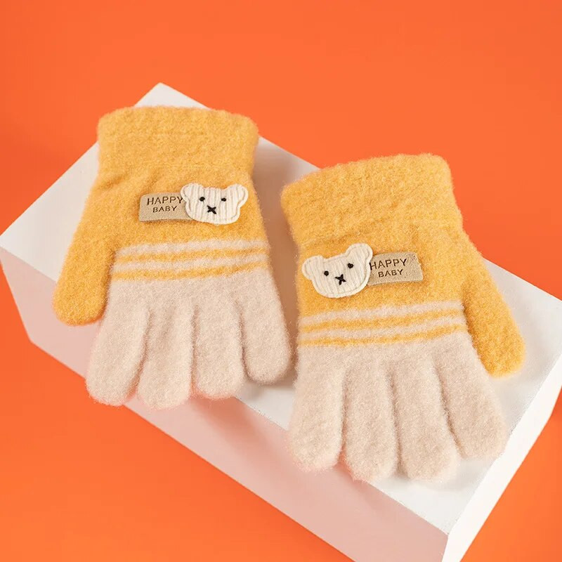 Warmom Παιδικά Χειμερινά Γάντια Παιδικά Πλεκτά Γάντια Χειμώνα Ζεστά Παιδιά Ολόκληρα Δάχτυλα Γάντια Αγόρια Κορίτσια Χαριτωμένα κινούμενα σχέδια Γάντια