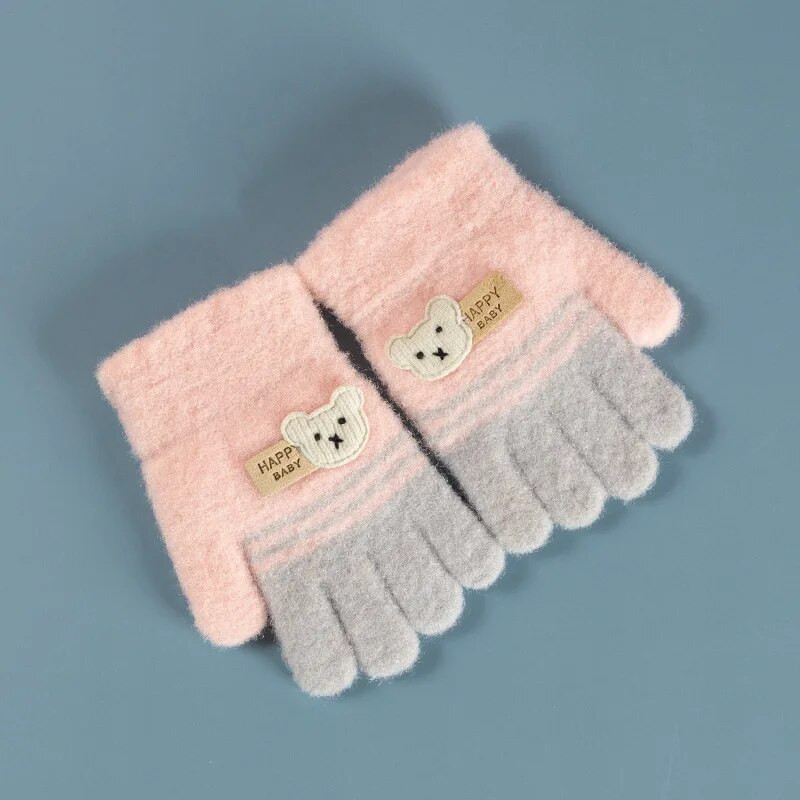 Warmom Παιδικά Χειμερινά Γάντια Παιδικά Πλεκτά Γάντια Χειμώνα Ζεστά Παιδιά Ολόκληρα Δάχτυλα Γάντια Αγόρια Κορίτσια Χαριτωμένα κινούμενα σχέδια Γάντια