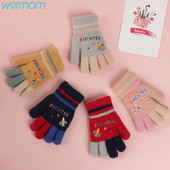 Warmom Children`s Plus Velvet Full Finger Soojad Kindad Talvised Multifilmid Armas ratsutamine Paksud kootud villased õpilaste sõrmekindad