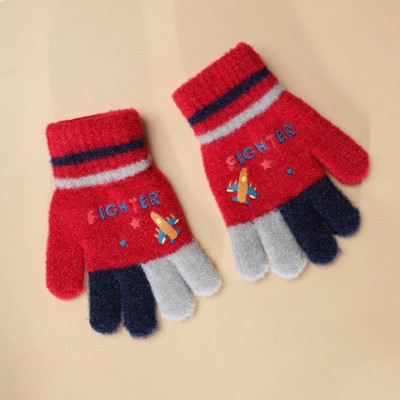 Warmom Children`s Plus Velvet Full Finger Soojad Kindad Talvised Multifilmid Armas ratsutamine Paksud kootud villased õpilaste sõrmekindad