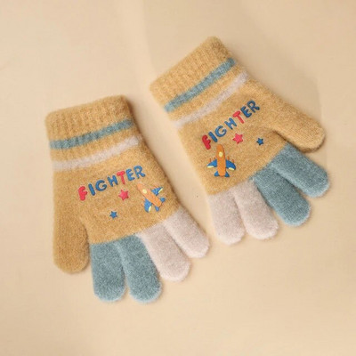 Warmom Children`s Plus Velvet Full Finger Soojad Kindad Talvised Multifilmid Armas ratsutamine Paksud kootud villased õpilaste sõrmekindad