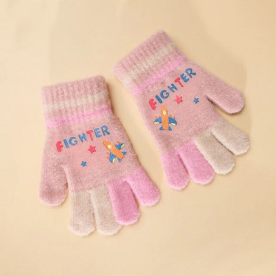 Warmom Children`s Plus Velvet Full Finger Soojad Kindad Talvised Multifilmid Armas ratsutamine Paksud kootud villased õpilaste sõrmekindad