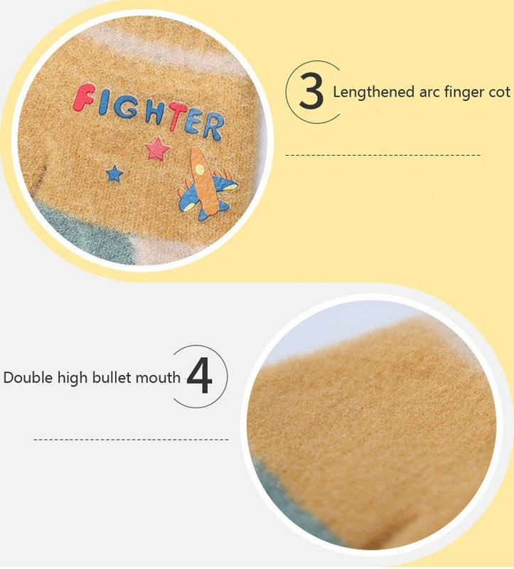 Warmom Children`s Plus Velvet Full Finger Soojad Kindad Talvised Multifilmid Armas ratsutamine Paksud kootud villased õpilaste sõrmekindad