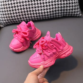 2023 Бебешки масивни обувки Спортни обувки за момичета Прохождащо момче Модни едноцветни маратонки 1-6 години Детски ежедневни дишащи маратонки