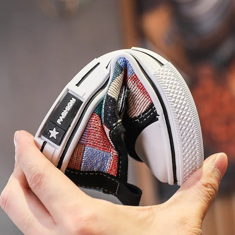 Vaikiški laisvalaikio avalynė mažiems vaikams, drobiniai sportbačiai berniukams mergaitėms mados klasikiniai languoti minkšti guminiai padai pavasario ruduo