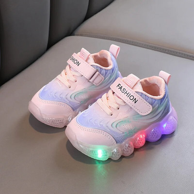 Vaikiški LED batai berniukams mergaitėms tinkliniai kvėpuojantys vaikiški sportbačiai rudeniniai nauji žėrintys laisvalaikio batai mažyliui neslystantys sportiniai bėgimo bateliai