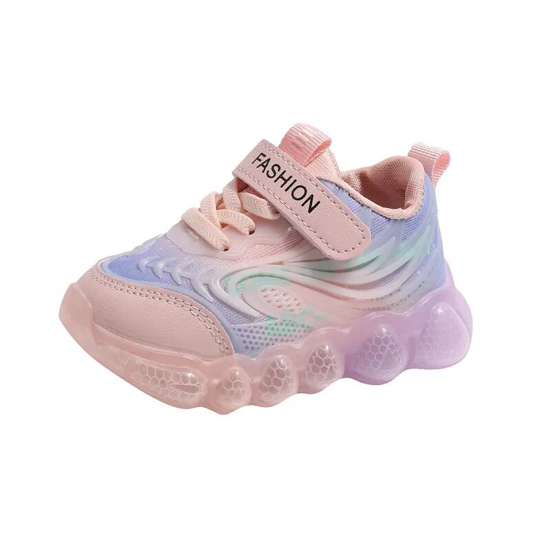 Vaikiški LED batai berniukams mergaitėms tinkliniai kvėpuojantys vaikiški sportbačiai rudeniniai nauji žėrintys laisvalaikio batai mažyliui neslystantys sportiniai bėgimo bateliai