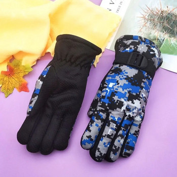 Детски ръкавици Зимни топли камуфлажни ръкавици Детска мода Момчета и момичета Дебели външни ски ръкавици с дълги ръкави 7-13 години
