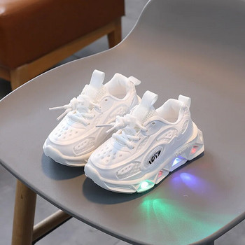 Детски светещи маратонки Момчета Ежедневни обувки със светодиодно осветление 2023 Пролет Есен Цветни бонбони Дишащи детски обувки Спортни обувки за момичета