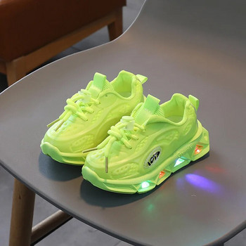 Детски светещи маратонки Момчета Ежедневни обувки със светодиодно осветление 2023 Пролет Есен Цветни бонбони Дишащи детски обувки Спортни обувки за момичета