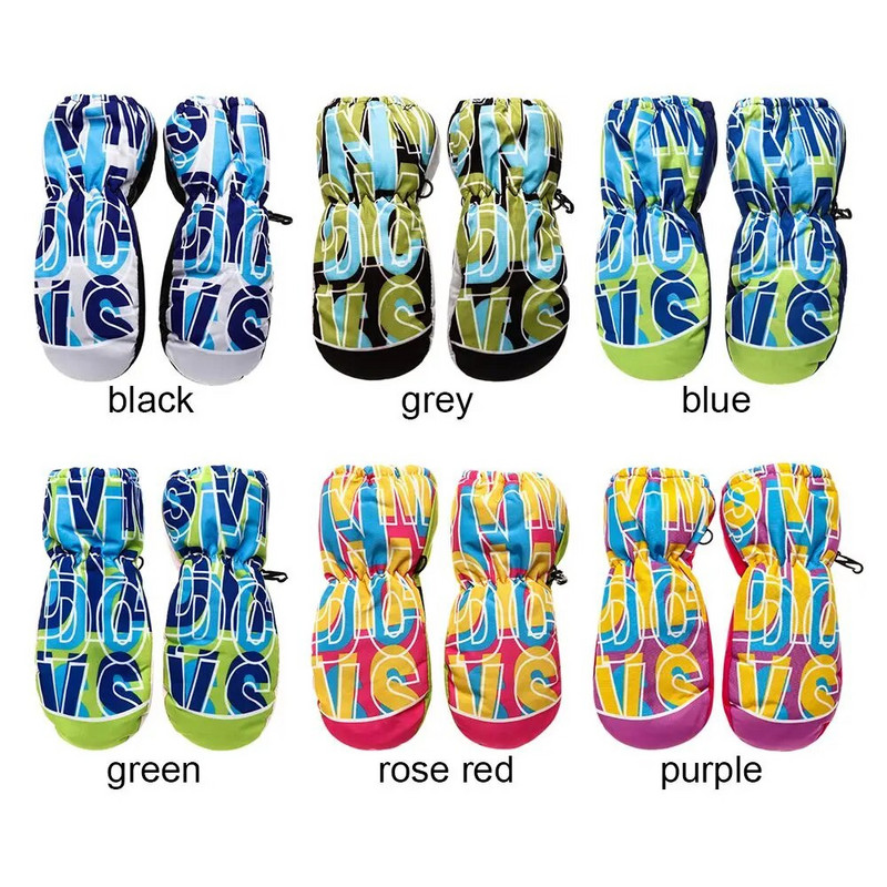 Fashion Letter Εκτύπωση Παιδικά Γάντια Χειμερινού Σκι Ζεστά Γάντια Αντιολισθητικά Αδιάβροχα Αντιανεμικά Γάντια εξωτερικού χώρου για Παιδιά Αγόρια Κορίτσια