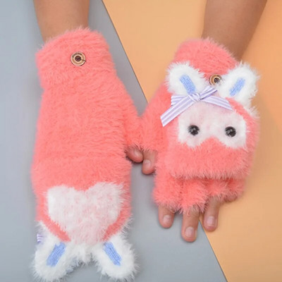 Armsad Laste Kindad Talvised Soojad Kunstkarusnahad Kootud Poiss Tüdruk Laste Kinnas Multifilm Poole sõrmega Flip Cover Välikindad 6-15 aastat