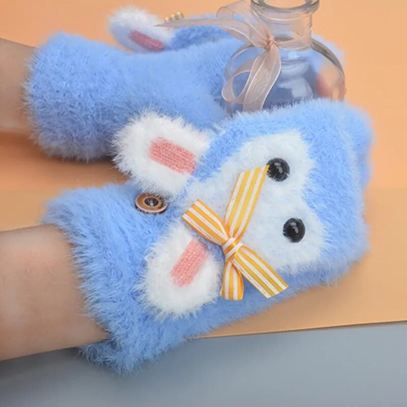 Armsad Laste Kindad Talvised Soojad Kunstkarusnahad Kootud Poiss Tüdruk Laste Kinnas Multifilm Poole sõrmega Flip Cover Välikindad 6-15 aastat